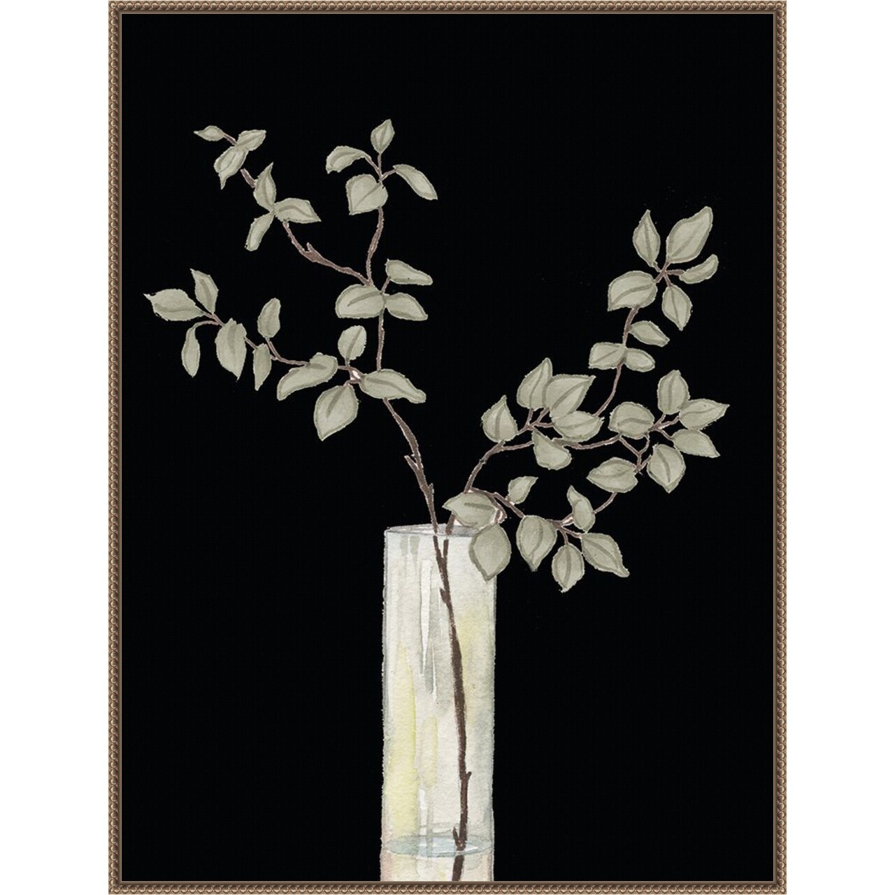 Modern Floral On Black I by Elizabeth Medley Framed Canvas Wall Art